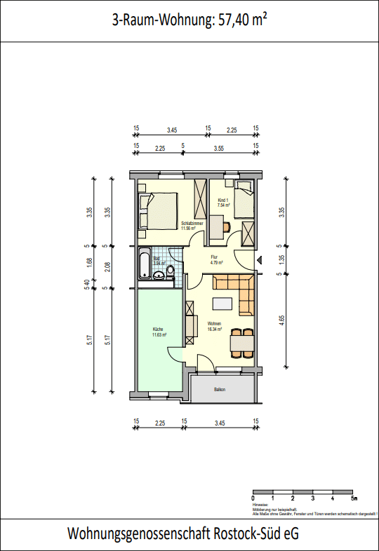 3-Raum-Wohnung in Rostock-Evershagen (ggf. ab 15.09.)