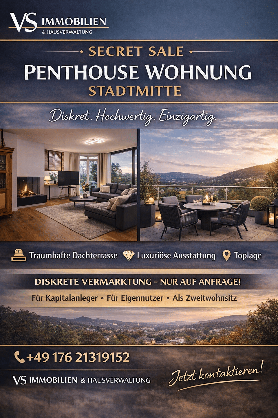 SECRET SALE – Luxus Penthouse mit Dachterrasse & Loftcharakter (200 m², 4 Stellplätze), 76530 Baden-Baden (Ebersteinburg Innenstadt Lichtental Varnhalt Weststadt)