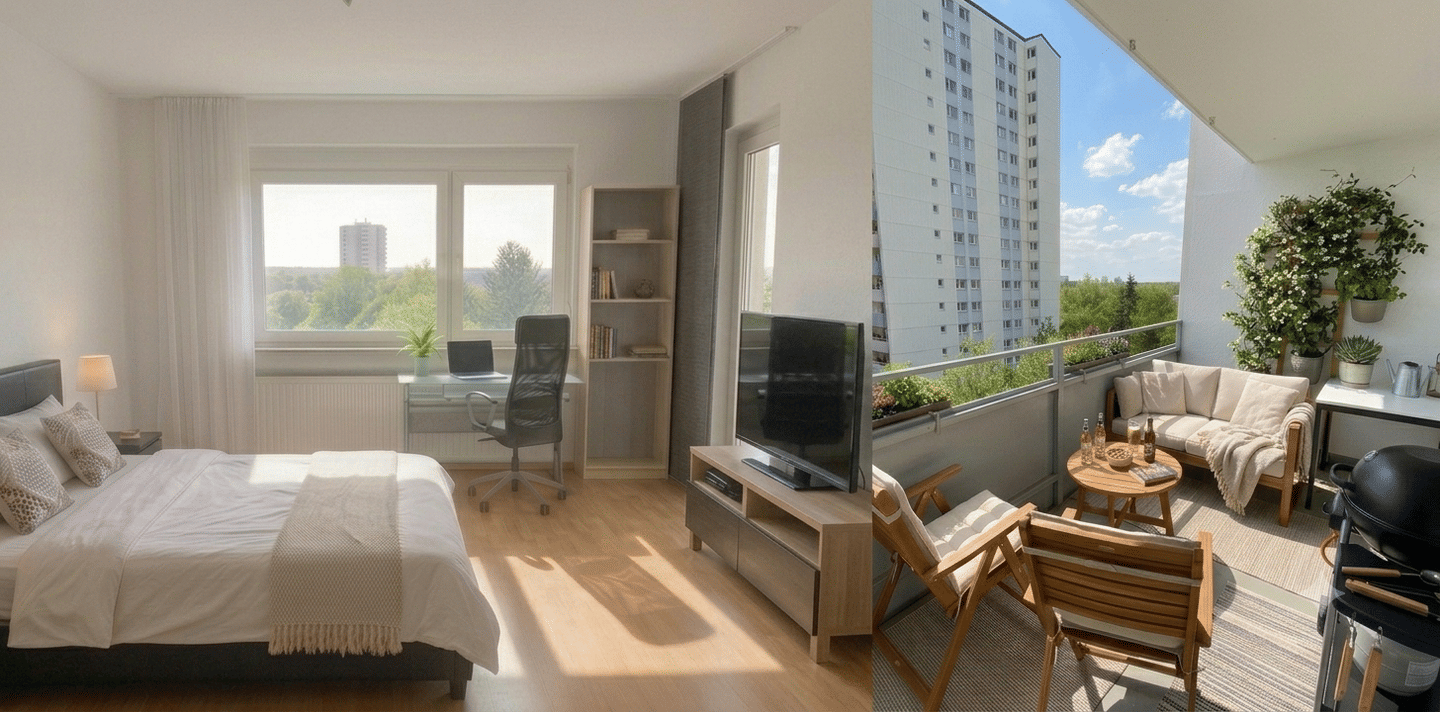 🌐 Riesiges 28m² WG-Zimmer in Erlangen: Privater Balkon, 91058 Erlangen (Bruck Eltersdorf Erlangen-Süd Sebaldussiedlung Tennenlohe)