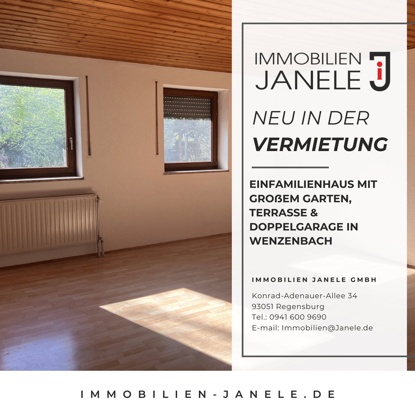Einfamilienhaus mit großem Garten, Terrasse & Doppelgarage in Wenzenbach, 93173 Wenzenbach