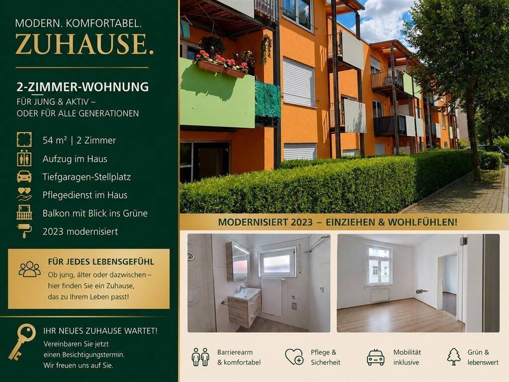 Barrierefreie 2-Zi Wo+ Aufzug+ Balkon+ TOP Duschbad + TG, 4746 Hartha