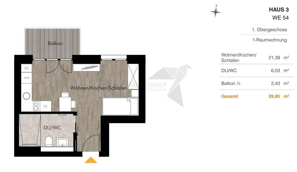 ++ Angebot ++ Barrierefreie 1-Raum-Whg. mit Balkon und Einbauküche am Pelzmühlenteich