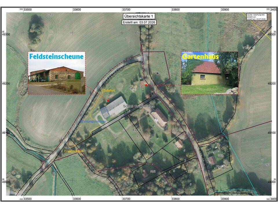 Feldsteinscheune mit Wohntrakt und Gartenhaus, 17194 Grabowhöfe