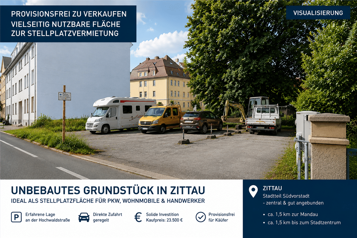 Stellplatzgrundstück in Zittau – Wohnmobile, PKW & Firmenfahrzeuge | nur 23.500 €, 2763 Zittau