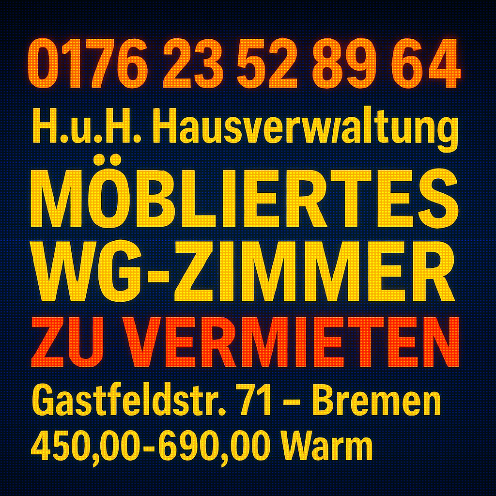 WG Zimmer Gastfeldstr. 71 – Bremen möbliert, 28201 Bremen (Buntentor Gartenstadt Süd Huckelriede Neustadt Südervorstadt)