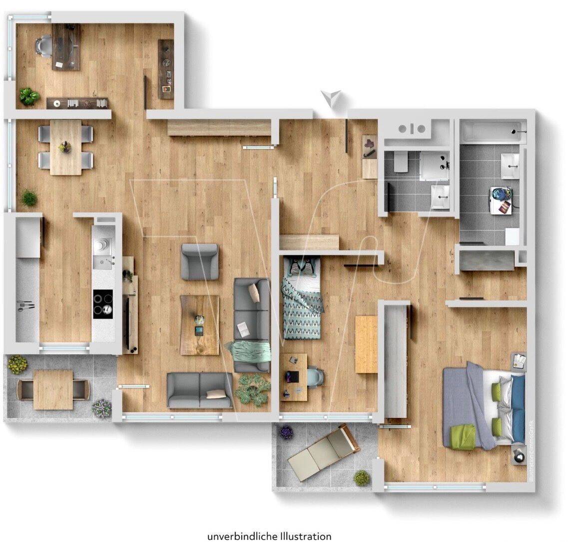 Lichtdurchflutete 4,5-Zi.-Wohnung mit 2 Balkonen & Fernblick – Top-Lage am Wasserturm, 71522 Backnang