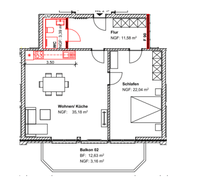 Großzügige 2-Zimmer-Wohnung mit Balkon Buxtehude, 21614 Buxtehude