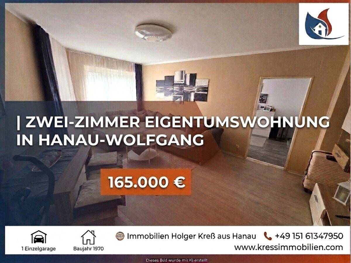 Attraktive 2 Zimmer Wohnung mit Garage in Hanau-Wolfgang:, 63457 Hanau