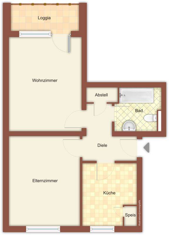 Demnächst frei! Gut geschnittenen 2-Zimmer-Wohnung mit Balkon in Mönchengladbach Burgbongert, 41199 Mönchengladbach