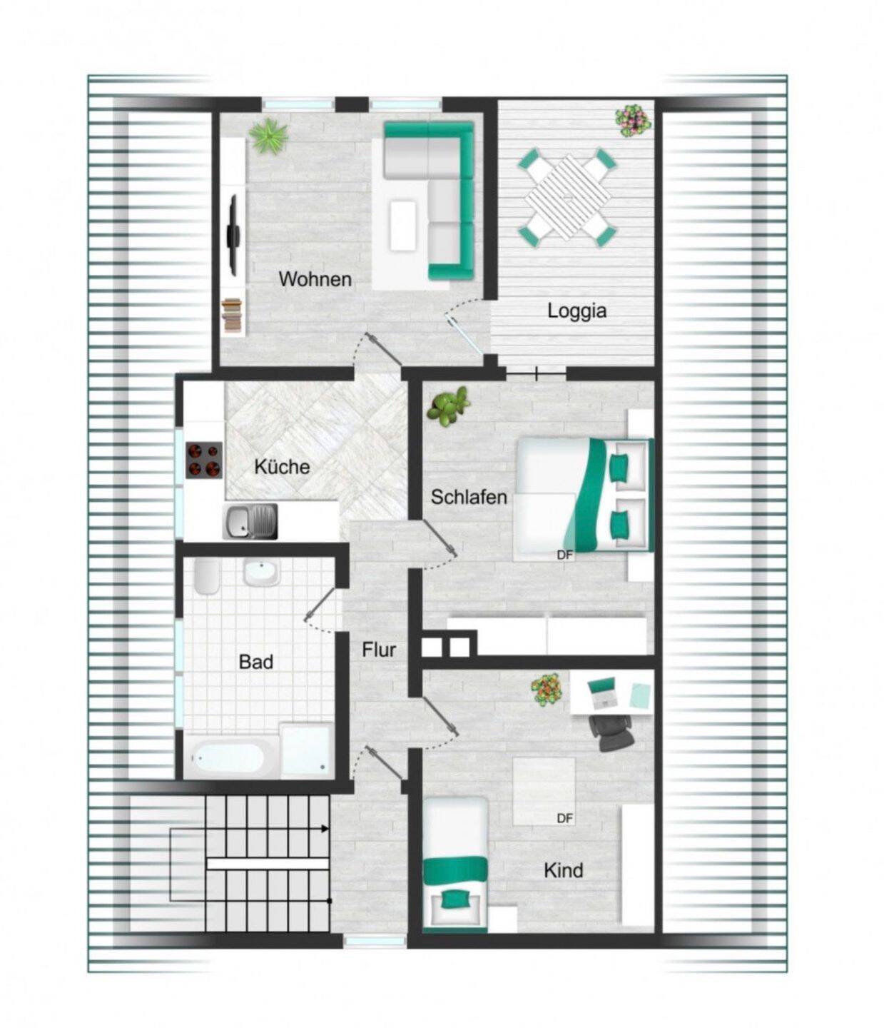 Helle 3-Zimmer-Wohnung mit EBK, Loggia und Stellplatz, 91586 Lichtenau