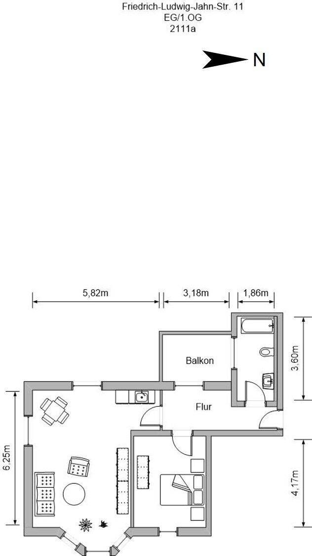 Sonnige 2-Raumwohnung mit Einbauküche, Dusche und Balkon, 9350 Lichtenstein/Sa.