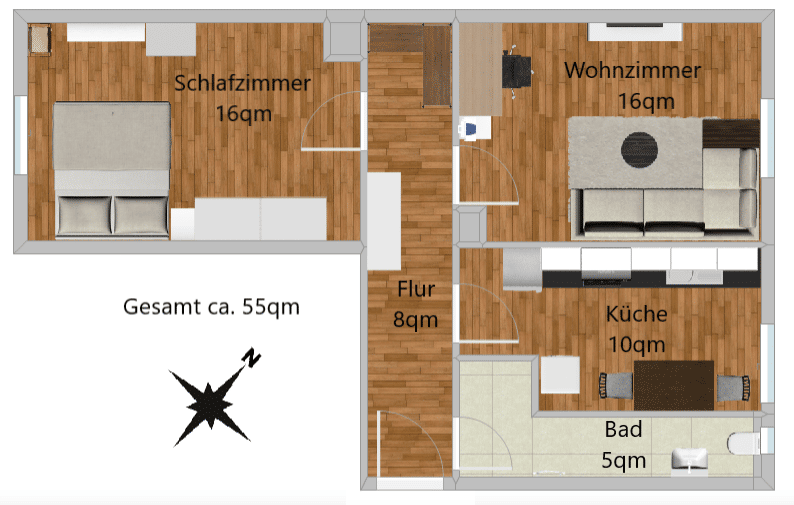 Zentral gelegene, helle 2-Zimmer Wohnung mit EBK, 90763 Fürth (Südstadt Weikershof)