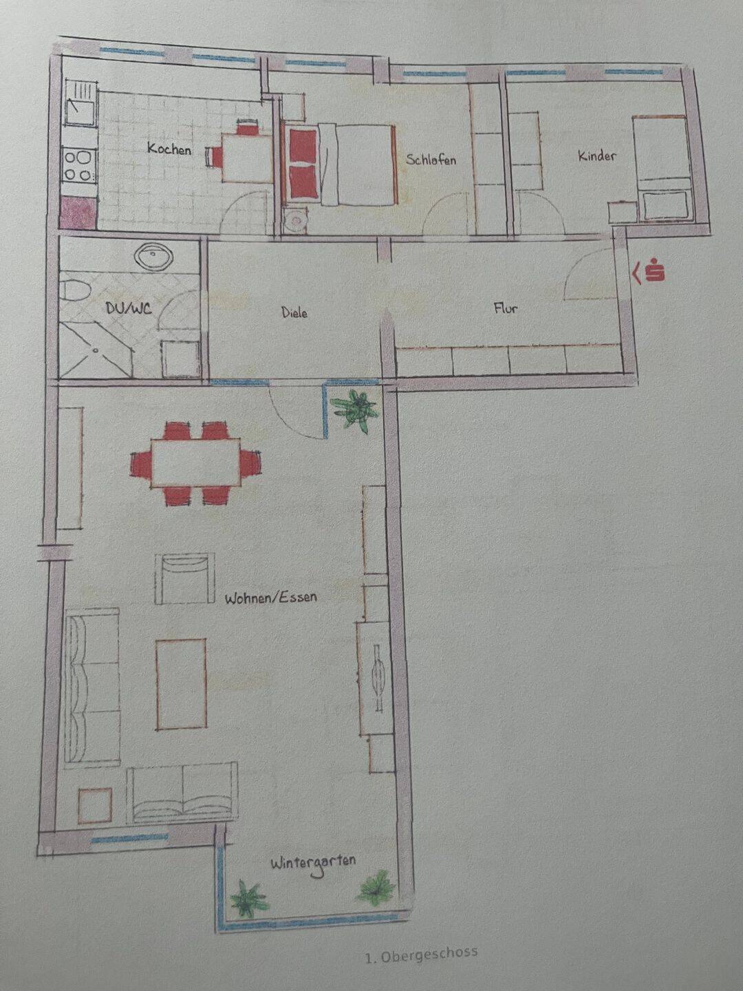Stadtwohnung – 1. Etage -Schweinfurter Innenstadt–94 m² mit Wintergartenerker + Garageneinstellplatz.01.09. oder nach Absprache frei., 97421 Schweinfurt