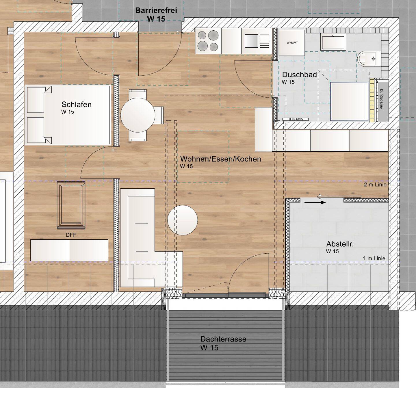2 Zimmer DG Wohnung mit Süddachterrasse