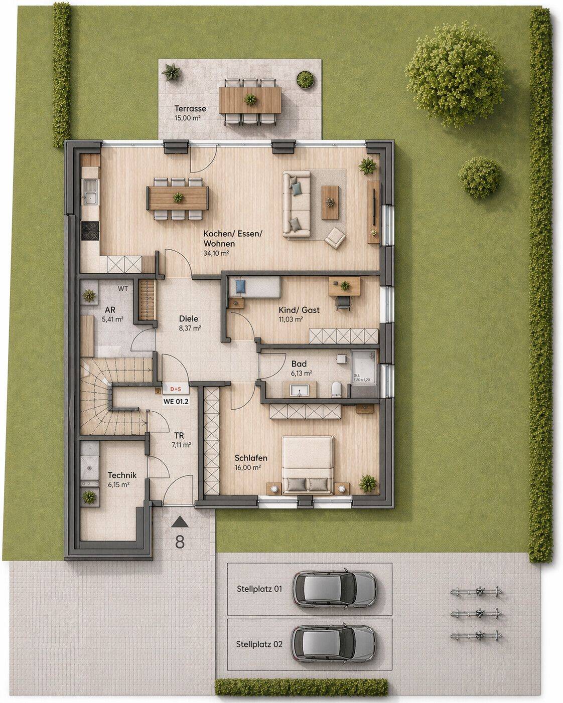 Helle EG-Wohnung im Neubau – Garten mit Blick ins Grüne, 46414 Rhede