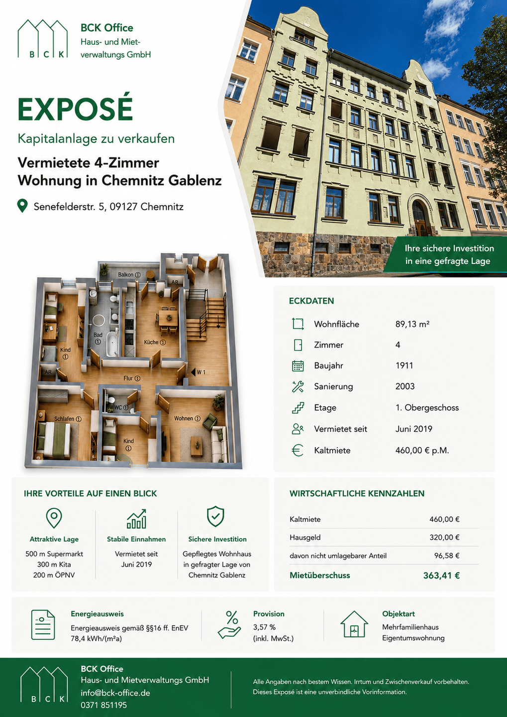 Vermietete 4-Zimmer-Wohnung mit Balkon in Chemnitz, 9126 Chemnitz (Altchemnitz Bernsdorf Gablenz Lutherviertel Sonnenberg)