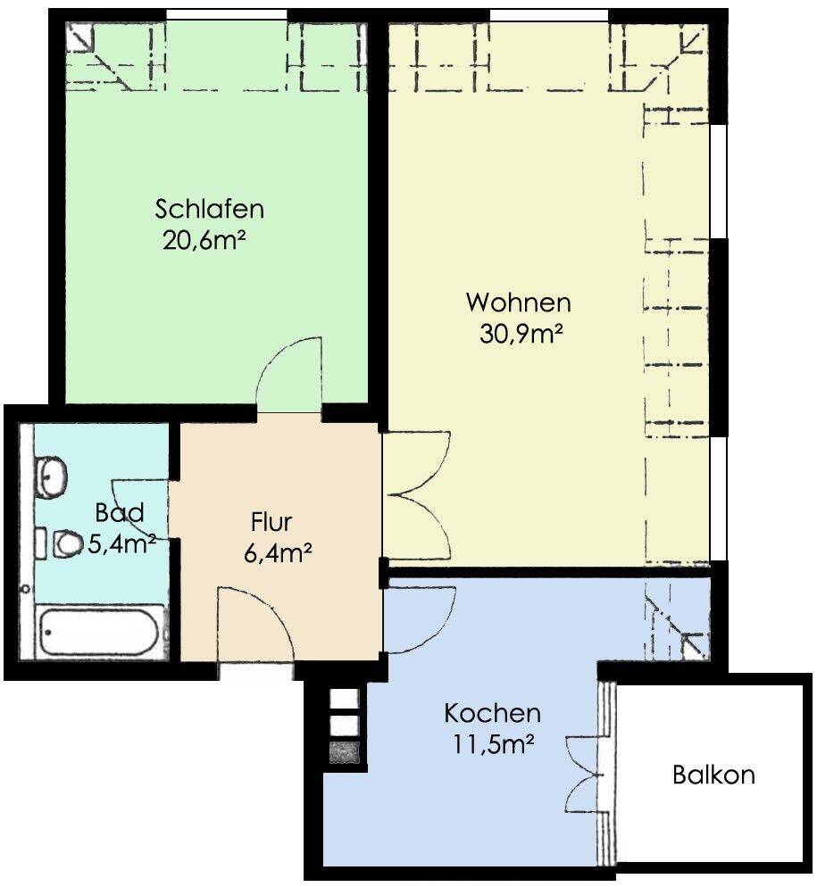 Gemütliche 2-Zimmer-Wohnung mit Balkon in Schipkau, Meuro (1994), 1994 Schipkau