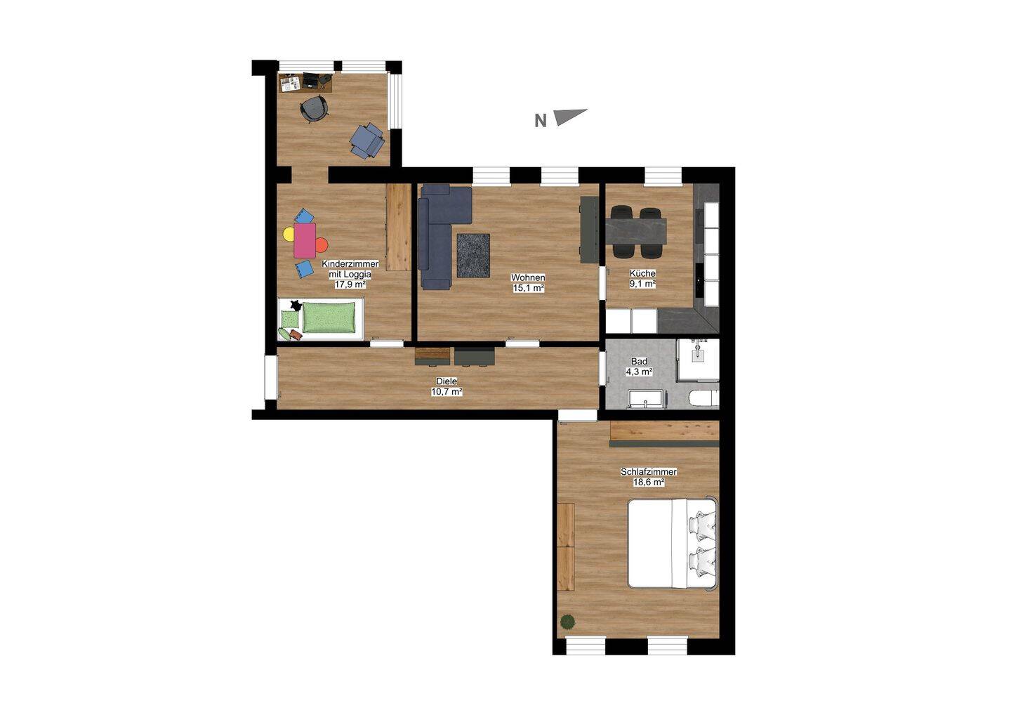 Modernes Wohnen in frisch renovierter 3-Raumwohnung, 4720 Döbeln