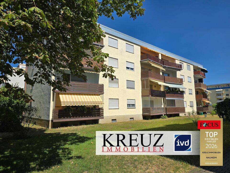 Gepflegte 3 Zimmerwohnung mit Südbalkon und Garage, 64569 Nauheim