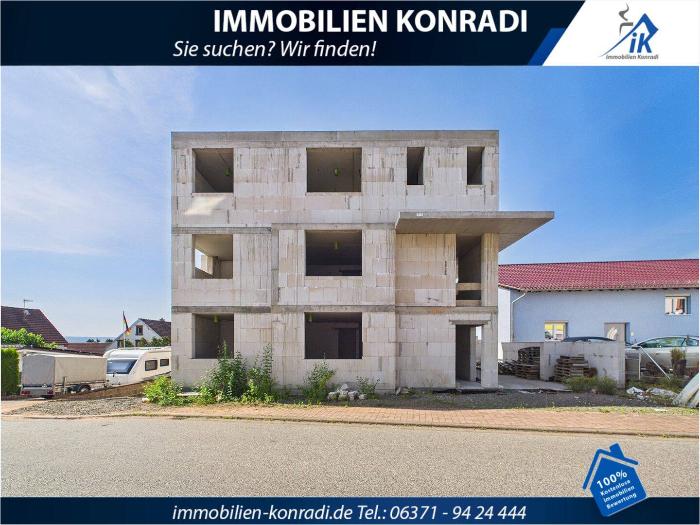 IK | Gries: Barrierefreier Neubau-Rohbau mit 2 Einheiten, Garagen & Traumblick auf 941 m² Grund, 66903 Gries