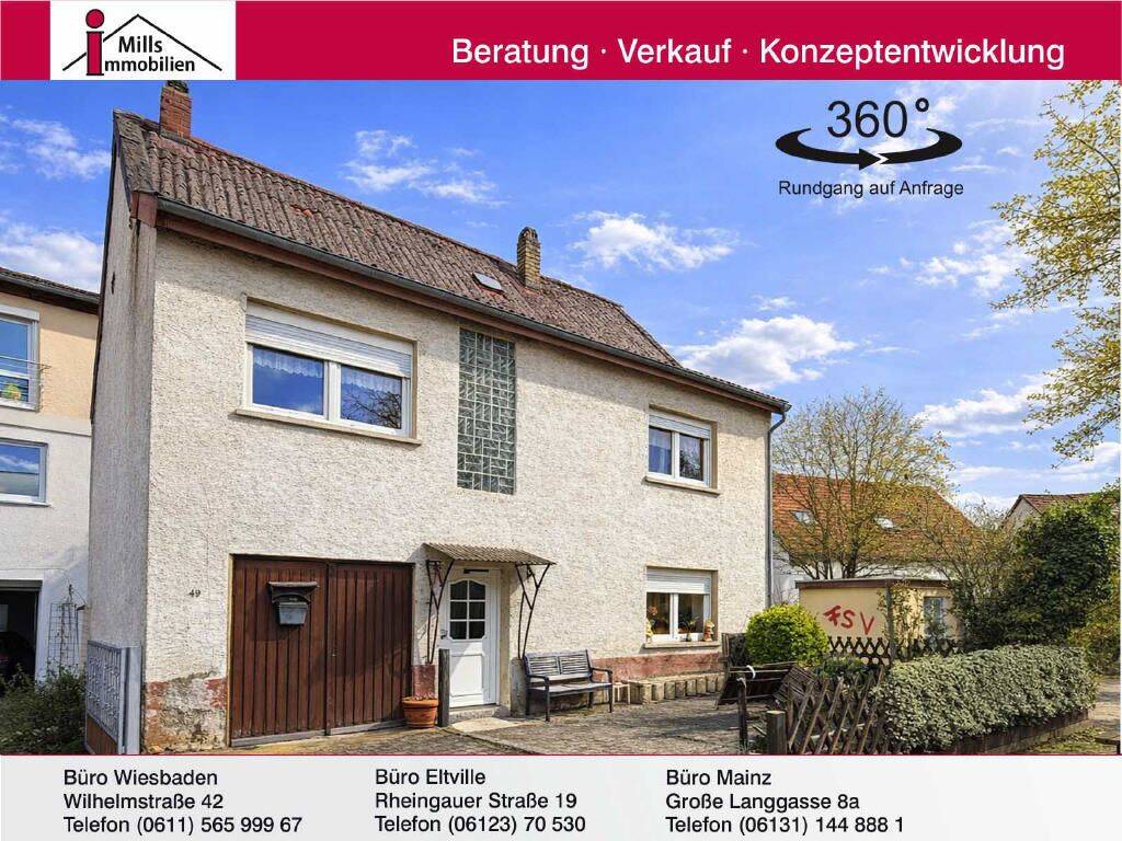 Ortsrandlage von Stadecken-Elsheim: Charmantes Einfamilienhaus mit Terrasse, Garten und schönem Fernblick, 55271 Stadecken-Elsheim