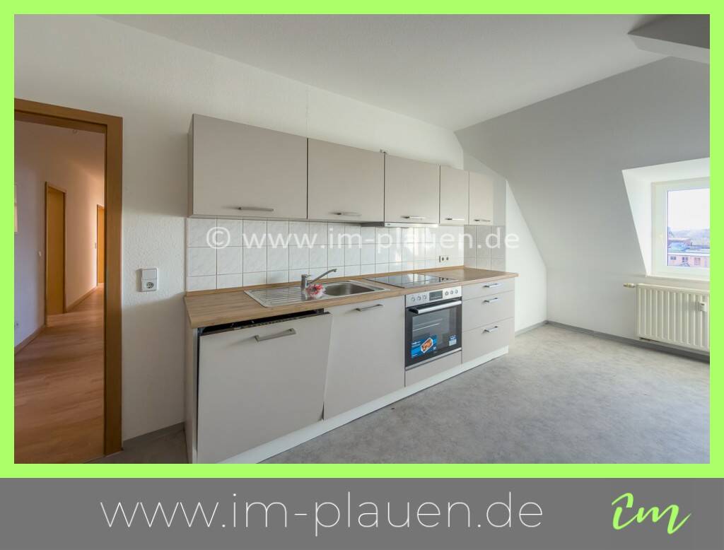 Einbauküche – Tageslichtbad – Weitblick – Laminat | 4-Zimmer-Wohnung Plauen Hofer Vorstadt, 8527 Plauen