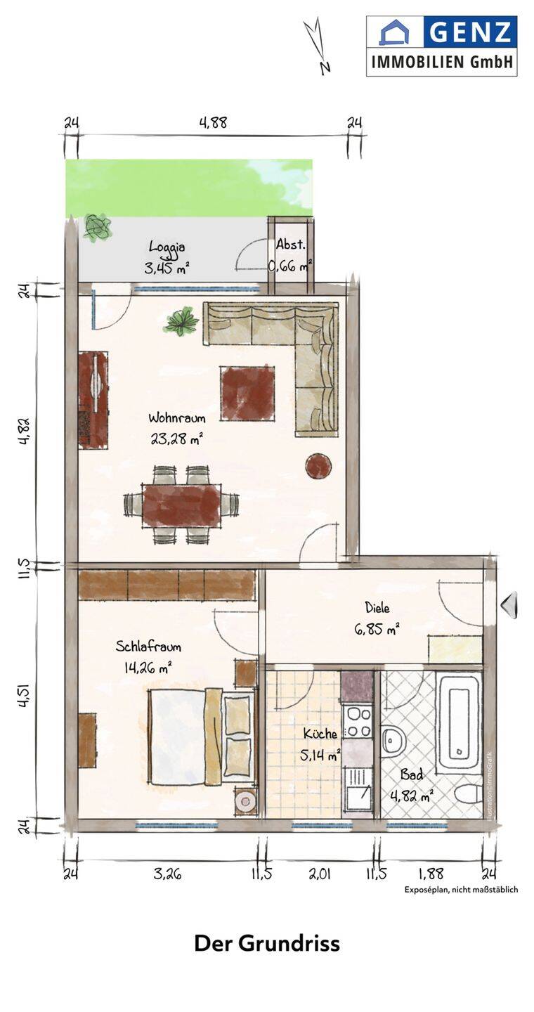Vermietungsangebot für eine 2 Zimmer Wohnung, EG, ca. 57,10 m² Wohnfläche in 21266 Jesteburg, 21266 Jesteburg