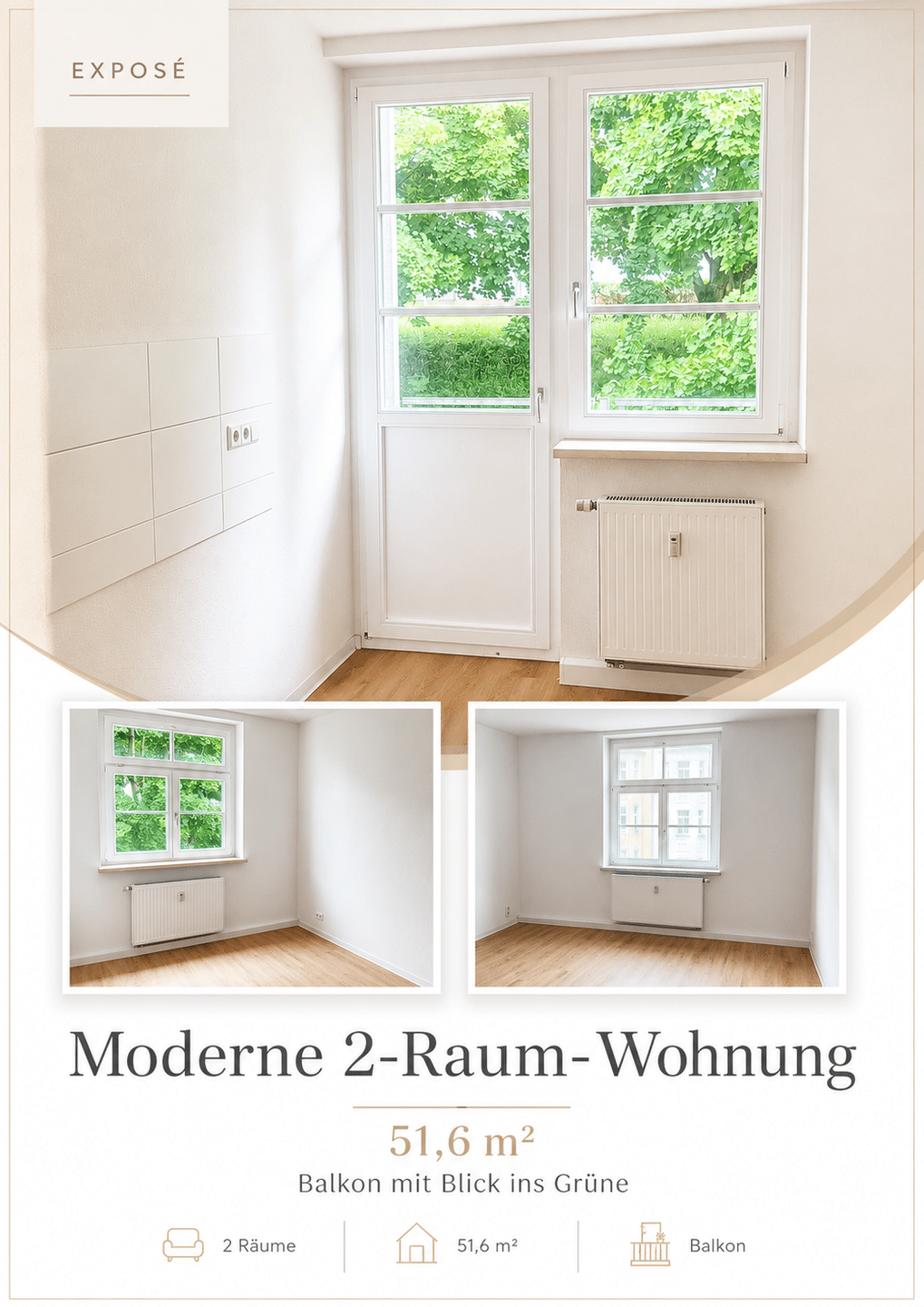 2-Raum Wohnung in zentraler Lage mit Einbauküche, 9126 Chemnitz (Altchemnitz Bernsdorf Gablenz Lutherviertel Sonnenberg)