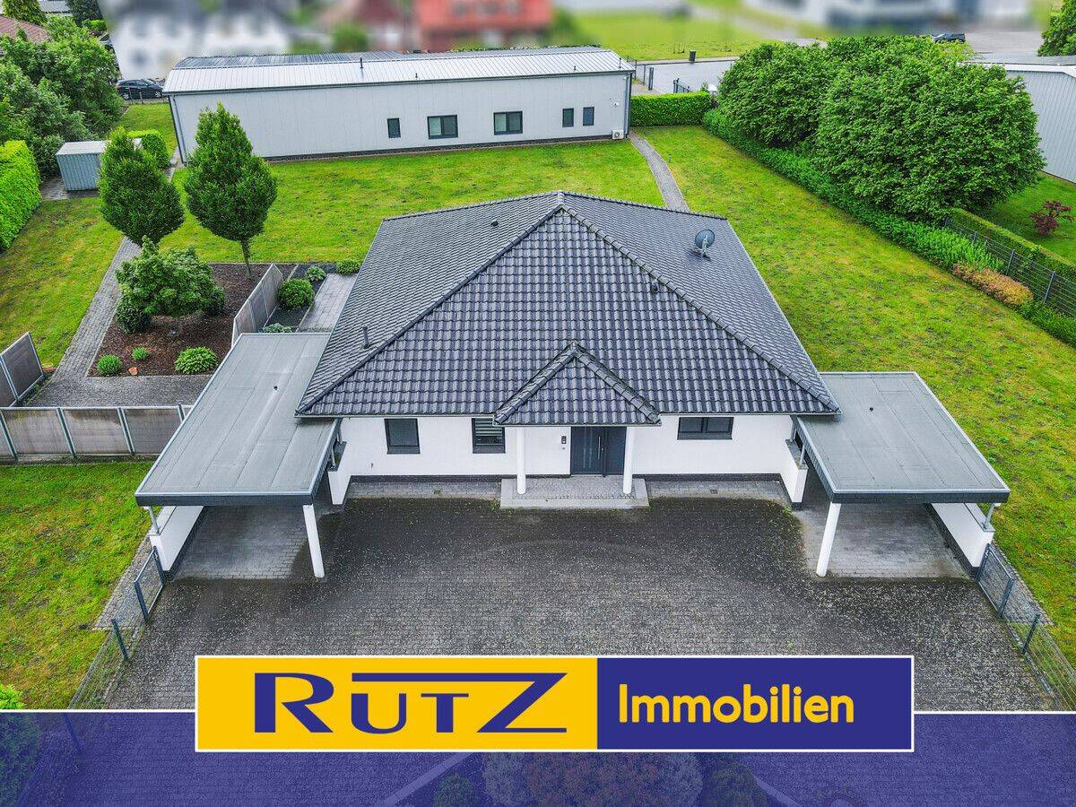 Harpstedt | Moderner Bungalow mit hochwertiger Lagerhalle und Bürofläche auf 3.842m² Grundstück, 27243 Beckeln
