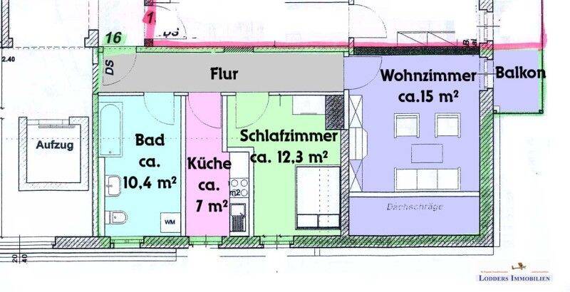 Mansardenwohnung mit Balkon, 39576 Stendal