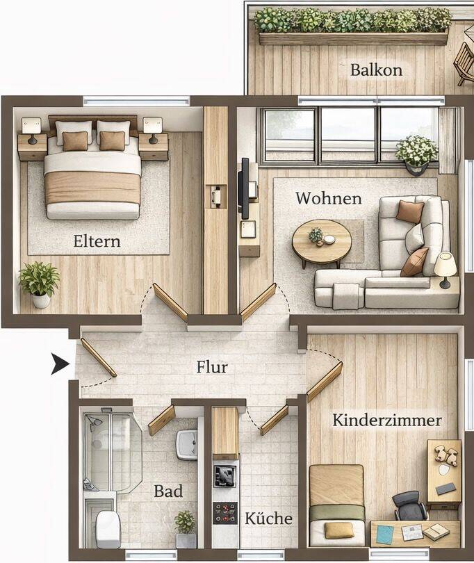 Helle und gepflegte 3-Raum-Wohnung mit Balkon, modernem Bad und Außenjalousien, 9337 Hohenstein-Ernstthal