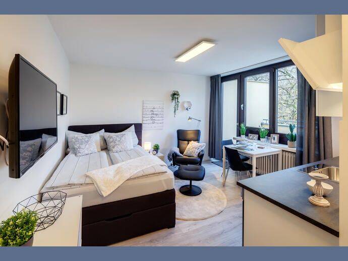 Möbliert: Modernes, helles Apartment zur Miete in Solln, 81479 München (Thalk. Obersendl.-Forsten-Fürstenr.-Solln)