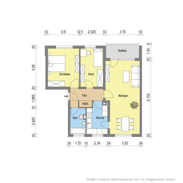 Schicke 3 Zimmerwohnung mit Balkon, 60386 Frankfurt am Main (Bornheim Fechenheim Riederwald Seckbach)