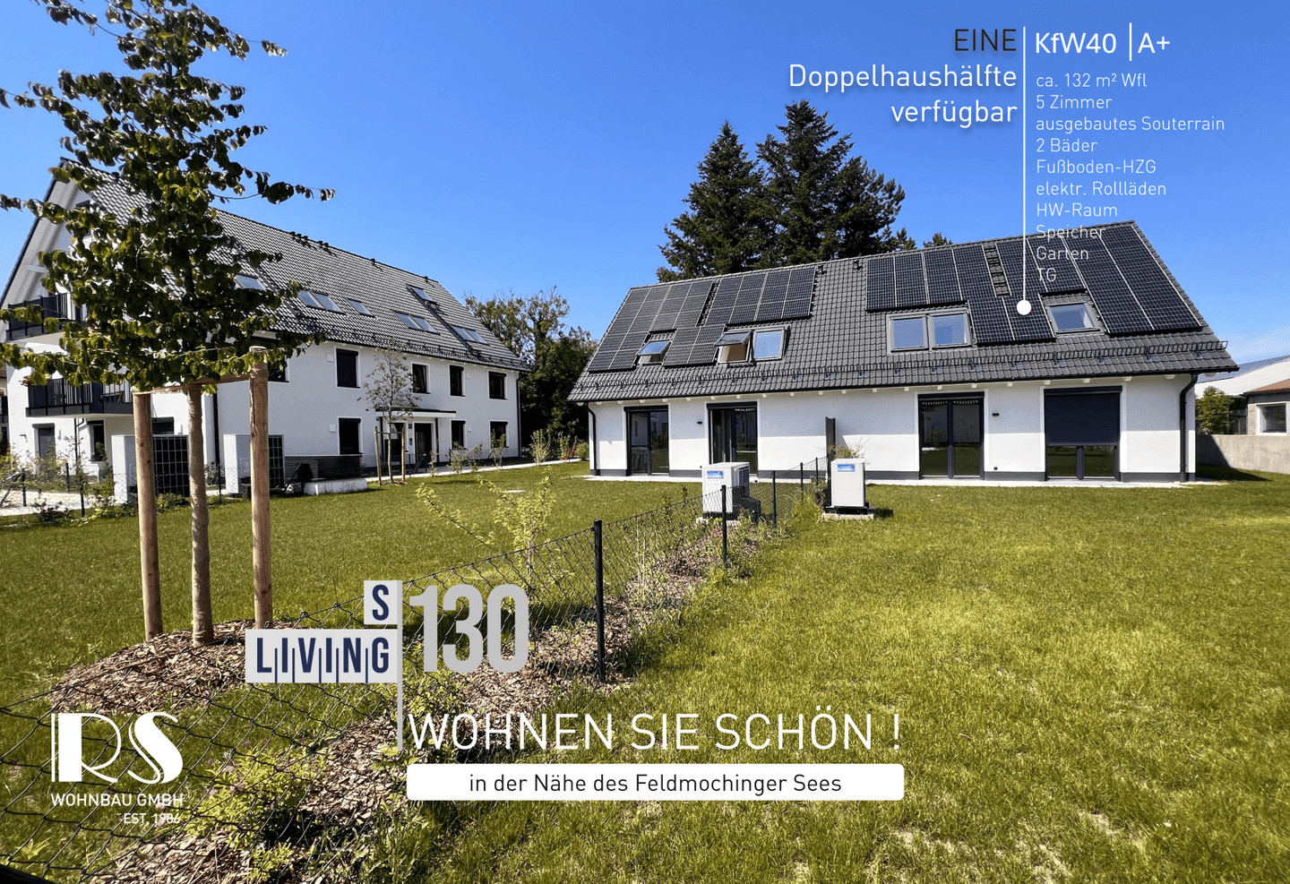 NEUBAU-Doppelhaushälfte mit wohnlich ausgebautem Souterrain (inkl. 2. Bad) und sonnigem Garten, 80995 München (Allach-Untermenzing Feldmoching-Hasenbergl Moosach)