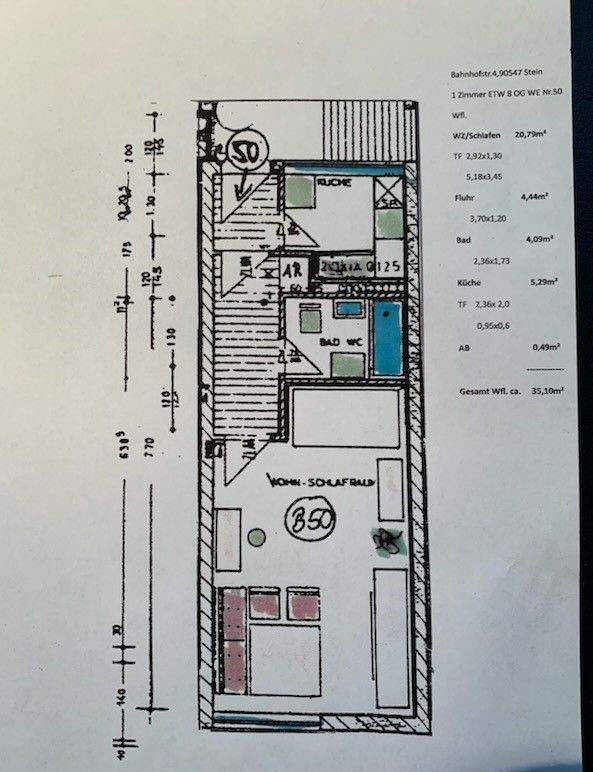 Verkauf 1-Zimmer-Wohnung vermietet, 90547 Stein