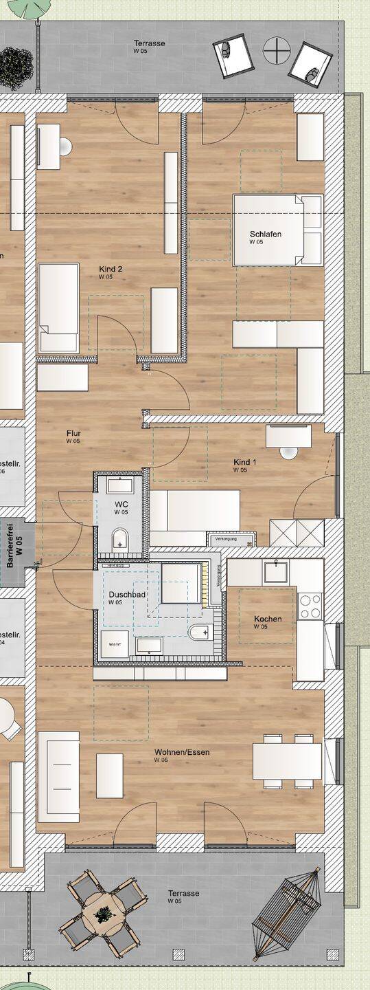 4 Zimmer EG Wohnung mit Süd- und Nordterrasse