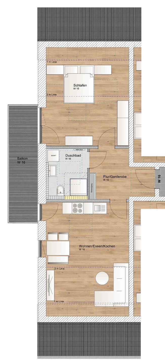 2 Zimmer DG Wohnung mit Westbalkon