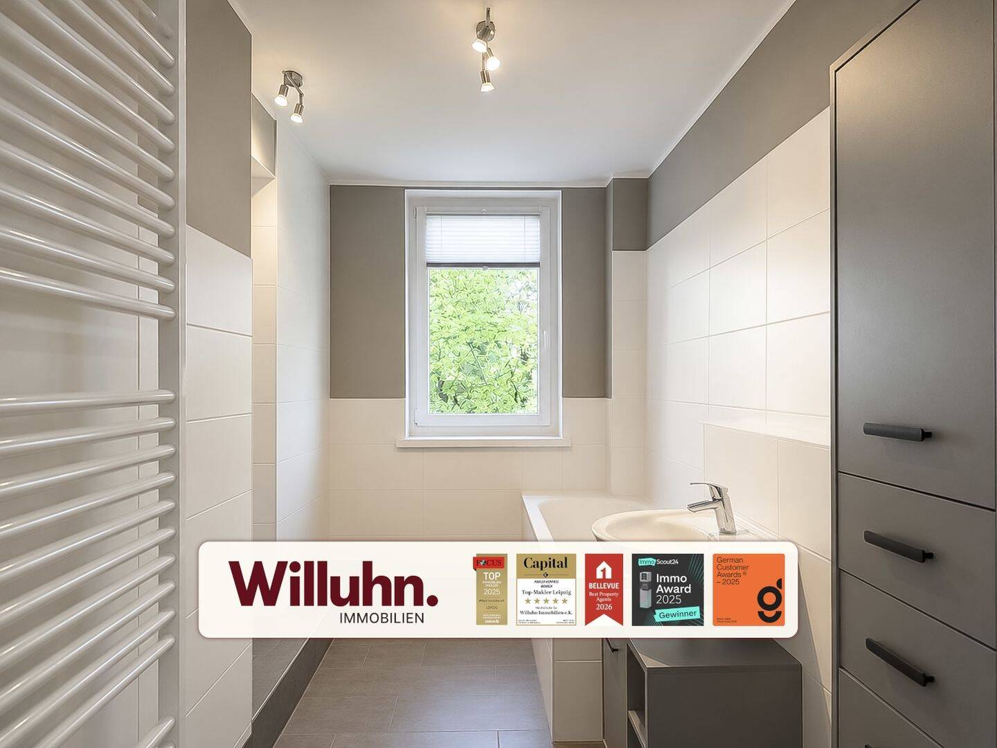 Szeneviertel Plagwitz | Nahe Karl-Heine-Kanal | EBK | Modernes Tageslichtbad mit Wanne und Dusche, 4229 Leipzig (Kleinzschocher Plagwitz Schleußig)