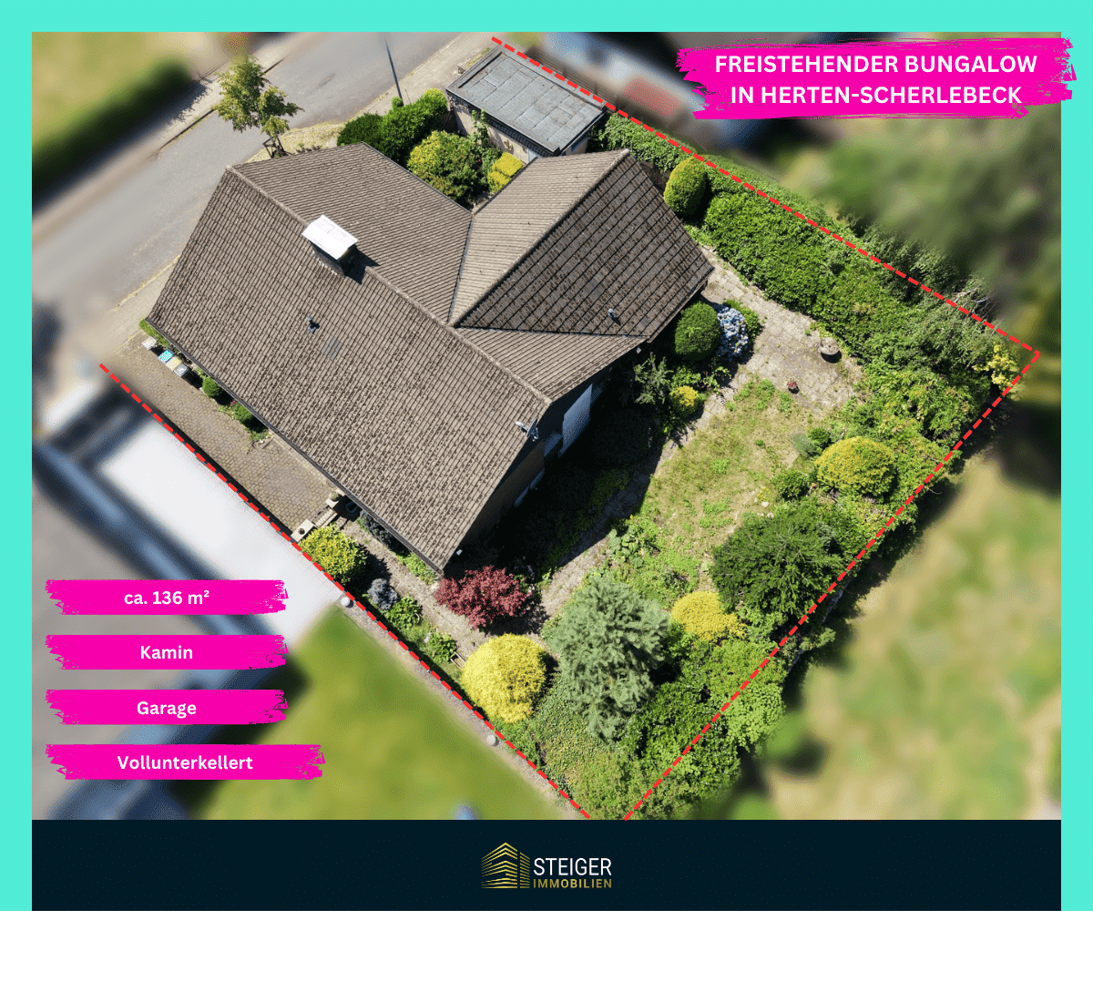 Ein Ort für schöne Momente: Freistehender Bungalow mit Garten und Kamin in Herten-Scherlebeck, 45701 Herten
