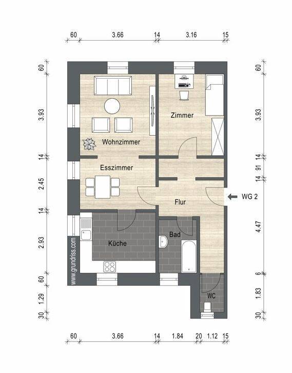 Geräumige 2-Zimmer-Wohnung – ab September 2026 bezugsfrei, 79379 Müllheim