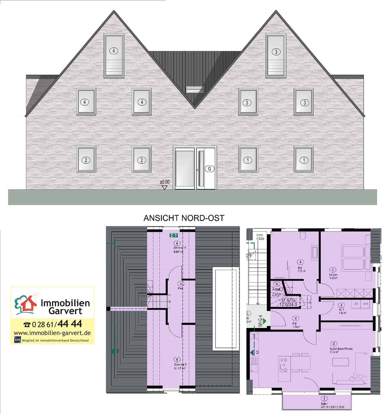 Neubau! Moderne Maisonette-Wohnung mit Balkon, im 4-Familienhaus, Borken-Weseke_A2512, 46325 Borken