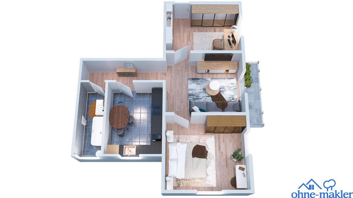 Helle 2,5 Zimmer Wohnung für Singles mit Dielenböden in guter Lage in Bads Kreuznach Süd, 55543 Bad Kreuznach