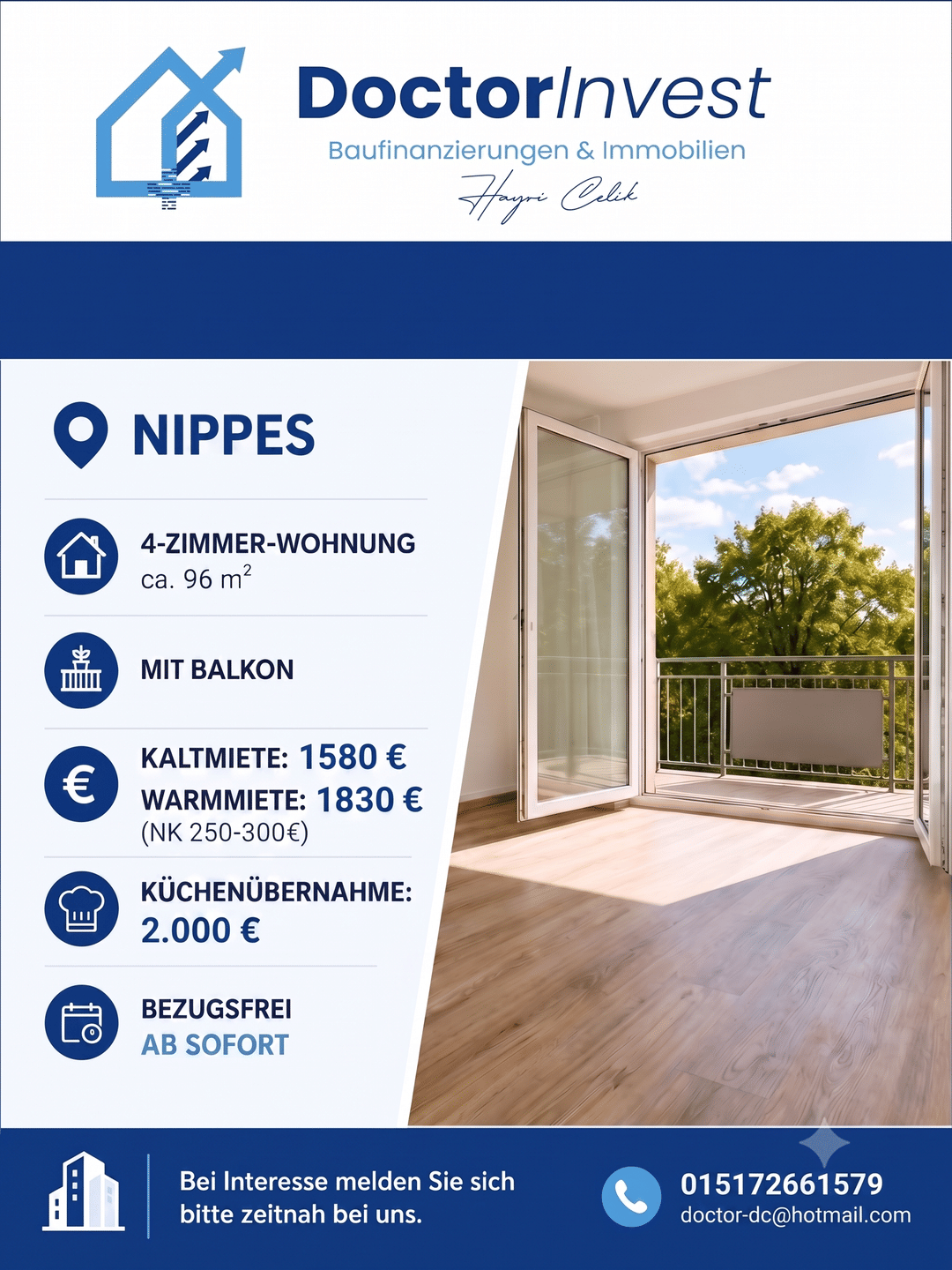 Großzügige & helle 4-Zimmer-Wohnung, 50739 Köln (Nippes Bilderstöckchen Longerich Mauenheim Weidenpesch)