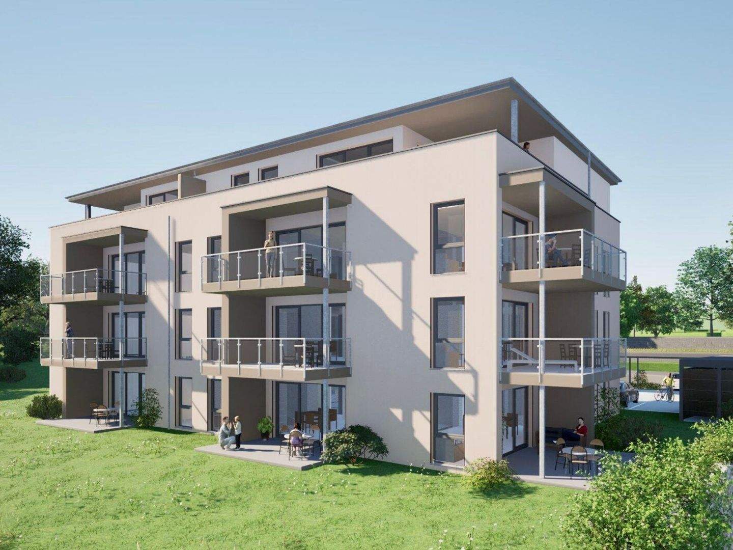 Exklusive Penthousewohnung mit großer Dachterrasse, hochwertiger Einbauküche, Carport und Aufzug – Erstbezug im Herzen von Detmold, 32756 Detmold