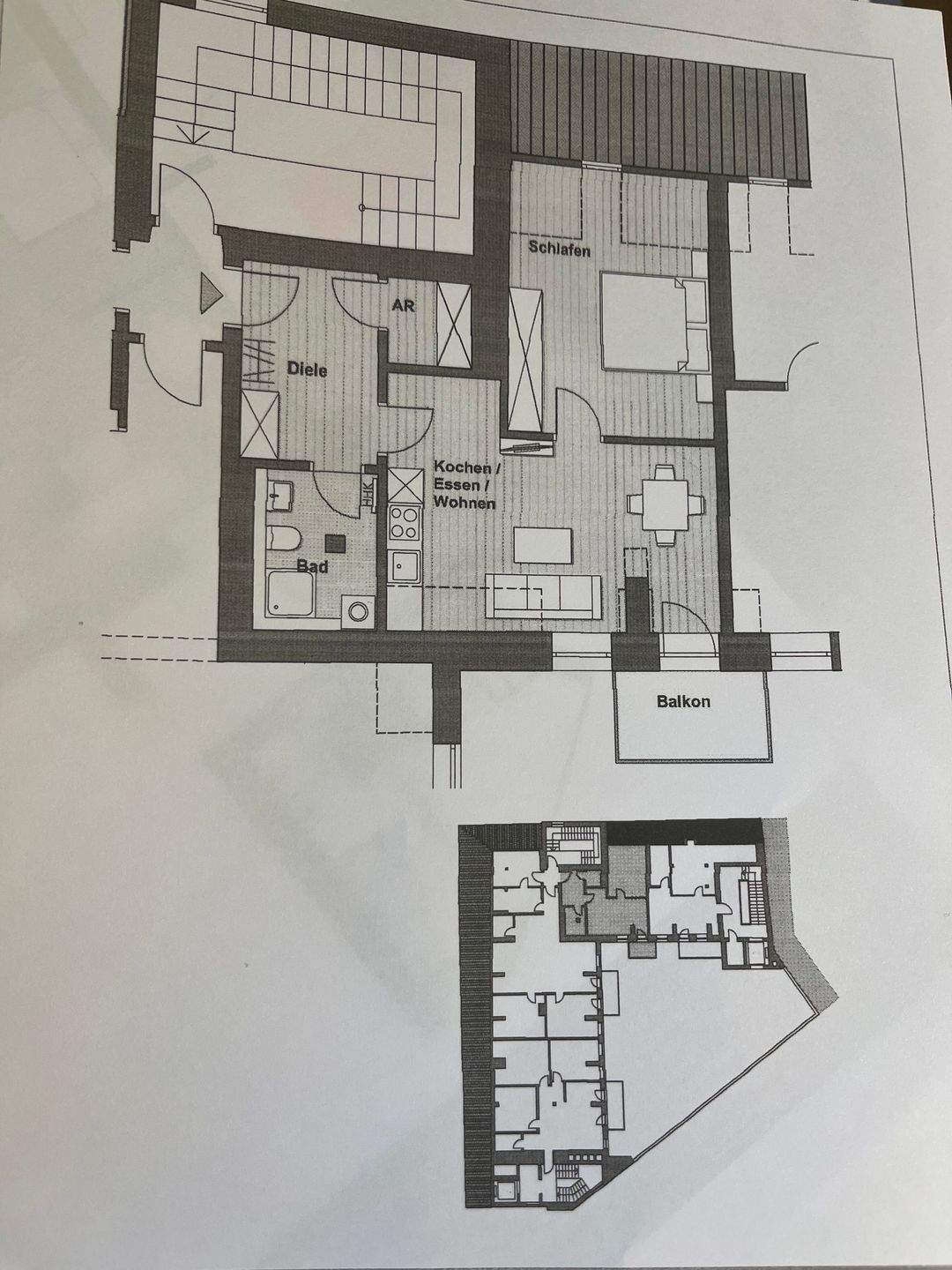 Citylage 2 Zimmer Apartment-Wohnung mit neuer Einbauküche + Balkon ab 01.05.2026 frei, 97421 Schweinfurt
