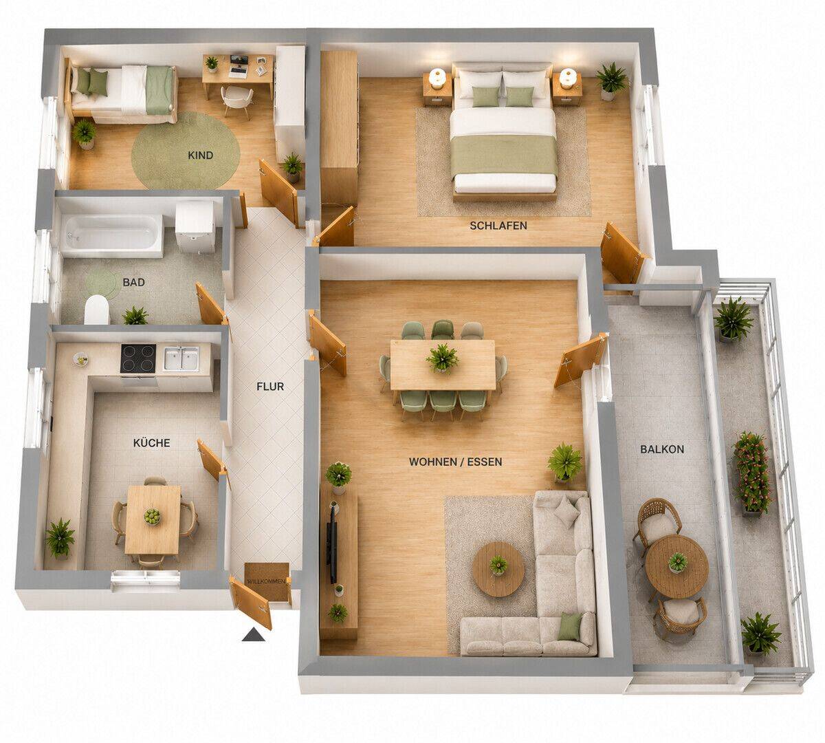 Charmante 3-Zimmer-Wohnung mit Balkon in freundlicher Wohnatmosphäre, 34225 Baunatal