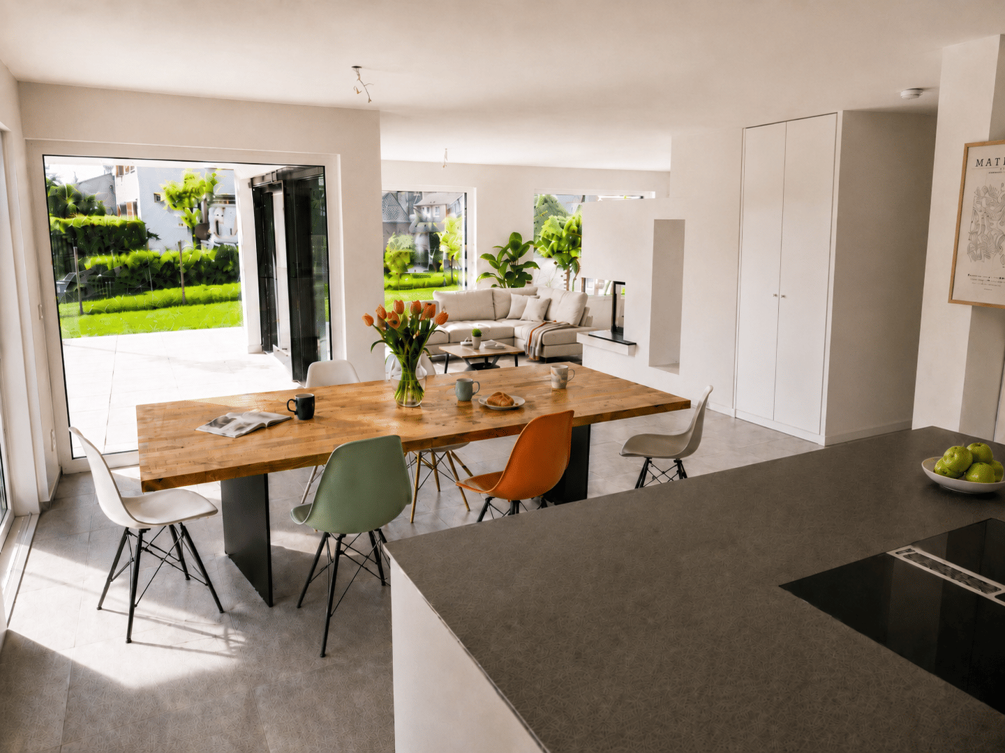 Loftartige Erdgeschosswohnung mit Designküche, Kamin, großer Terrasse und privatem Garten, 79713 Bad Säckingen