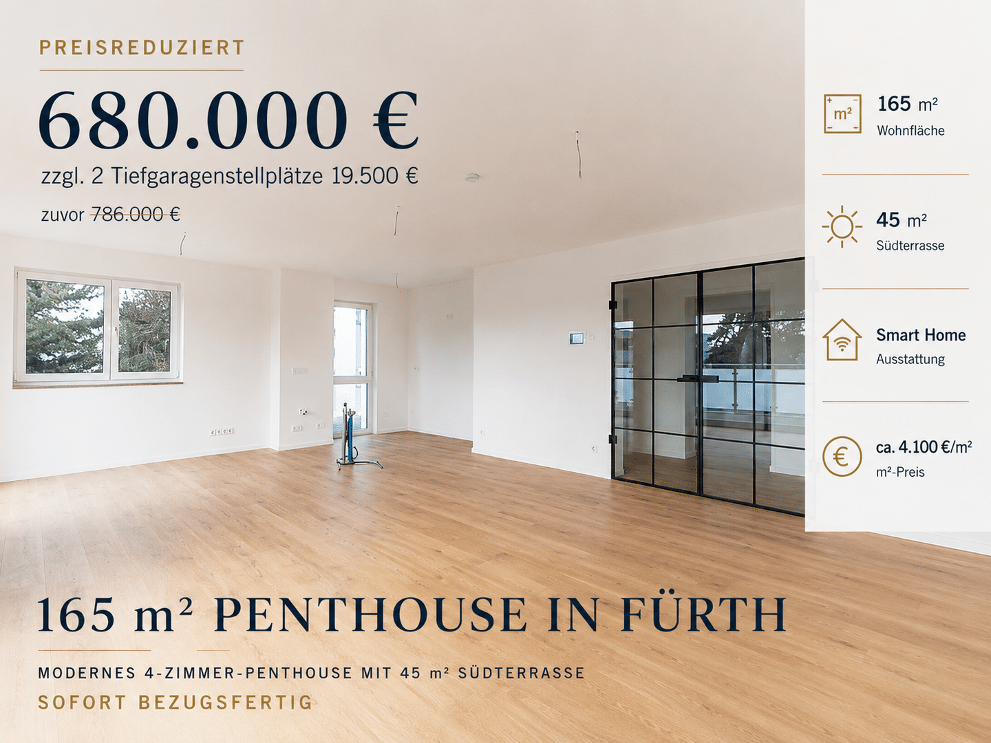 Modernes Penthouse in Fürth / 165 m² Wohnfläche / Sofort bezugsfertig, 90765 Fürth
