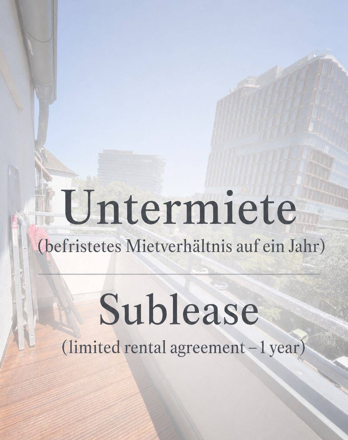 UNTERMIETE/SUBLEASE: Schöne 2 Zimmer Wohnung mit Balkon & Rhein-Nähe, 40474 Düsseldorf (Golzheim Lohausen Pempelfort Stockum)