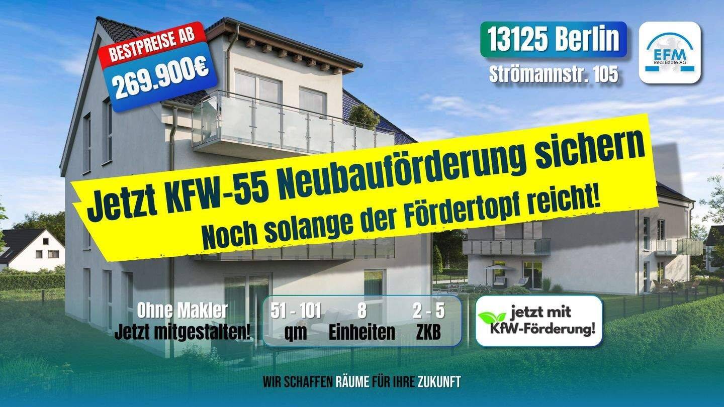 ++BESTPREIS mit KfW55-Darlehen ++ NEUBAU 3 ZKB MIET-/ENERGIESPAREND mit 5% AfA, 13125 Berlin (Pankow Buch Französisch Buchholz Karow)